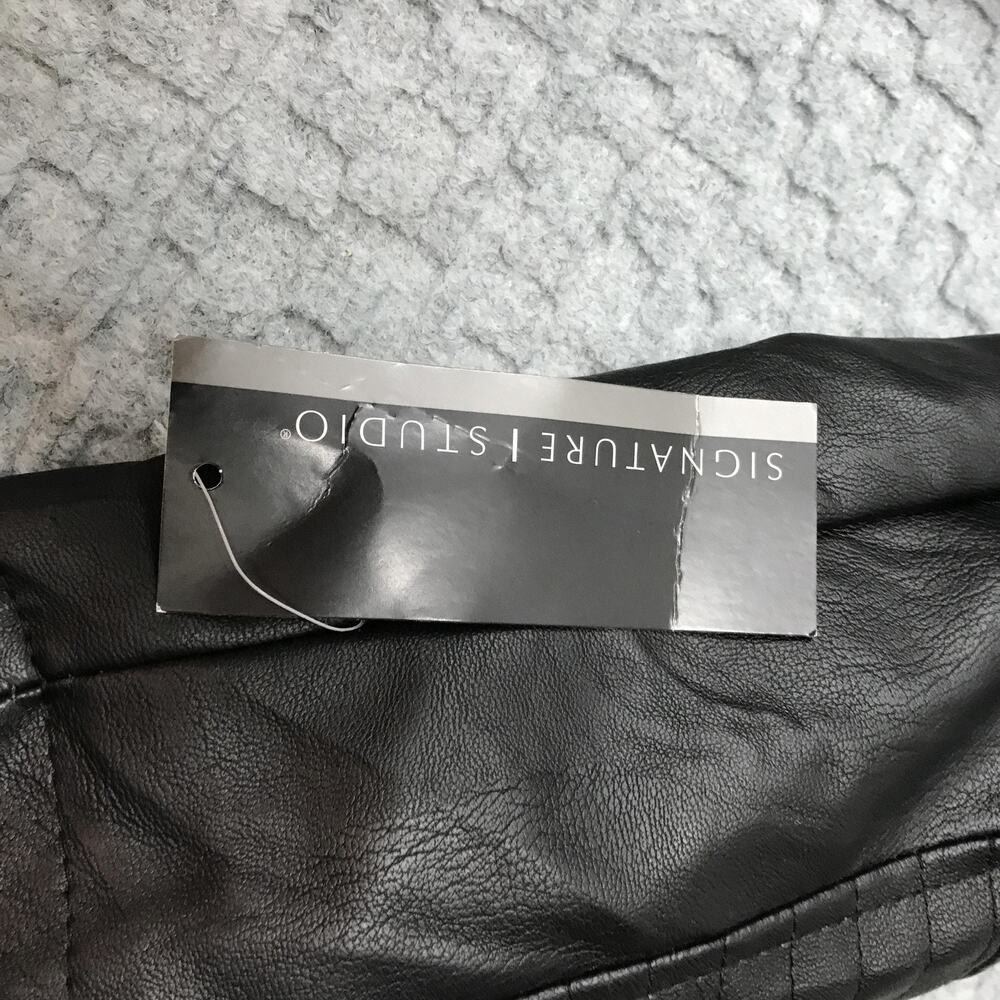 Signature Studio Jacket Womens Med Black Moto Madness Faux Leather Biker Zip NEW - Picture 15 of 16
